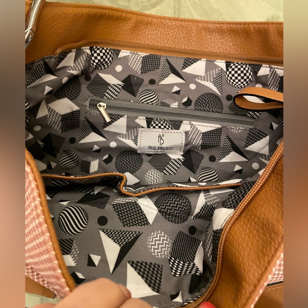 For Angel Only > New Angel Barcelo Shoulder Bag Small Neutral Houndstooth Print - Picture 8 of 16